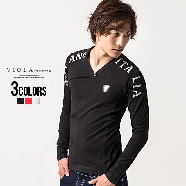 Tシャツ メンズ 長袖 Viola ヴィオラ プリント入りvネック長袖tシャツ 即日発送 トップス インナー カットソー ロンt Vネック プリント の通販はau Pay マーケット Silver Bullet シルバーバレット