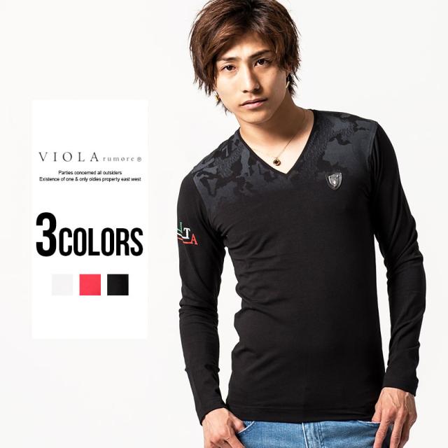 Tシャツ メンズ 長袖 Viola ヴィオラ プリント入りvネック長袖tシャツ 即日発送 トップス インナー カットソー ロンt Vネック プリント の通販はau Pay マーケット Silver Bullet シルバーバレット