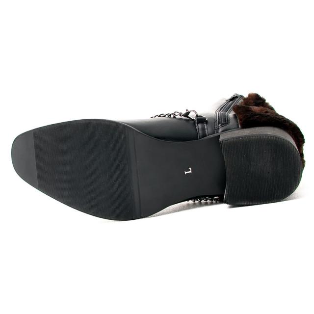 ブーツ メンズ SB select シルバーバレットセレクト チェーン付きレザー×ファーブーツ 即日発送 靴 シューズ ショートブーツ ヒール チェーン ファー PUレザー 合皮 25cm 25.5cm 26cm 26.5cm 27cm 27.5cm ブラック グレー 黒 秋 冬 [CLE-553]