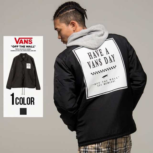 送料無料 ジャケット コート メンズ Vans バンズ Have A Vans Day Coach Jacket 即日発送 ジャケット バッグプリント ロゴ 中綿 ブラックの通販はau Pay マーケット Silver Bullet シルバーバレット