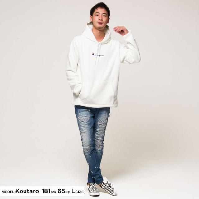 パーカー メンズ 長袖 Champion チャンピオン フロントロゴ刺繍フリース長袖プルオーバーパーカー 即日発送 トップス スウェット フーディー 裏ボア ブランド ホワイト ブラック レッド 白 黒 M L 秋 冬 [C3-N611]_2