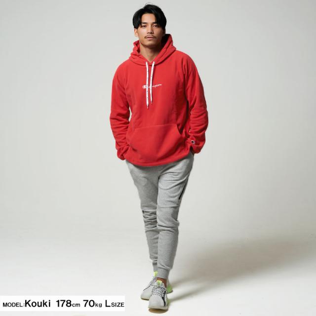 パーカー メンズ 長袖 Champion チャンピオン フロントロゴ刺繍フリース長袖プルオーバーパーカー 即日発送 トップス スウェット フーディー 裏ボア ブランド ホワイト ブラック レッド 白 黒 M L 秋 冬 [C3-N611]_6
