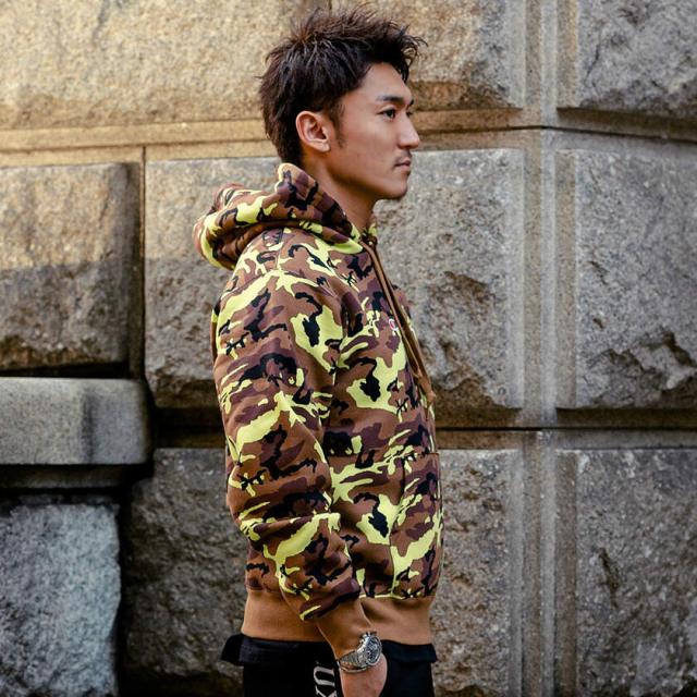 canne bollente カモフラージュパーカー S パーカー メンズ 長袖 Champion チャンピオン カモフラージュ柄