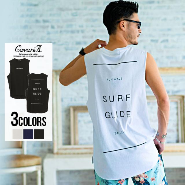 メンズ ノースリーブ タンクトップ クルーネック Cavaria キャバリア Surf Glideプリントノースリーブtシャツ 即日発送 M L コットン ホの通販はau Pay マーケット Silver Bullet シルバーバレット
