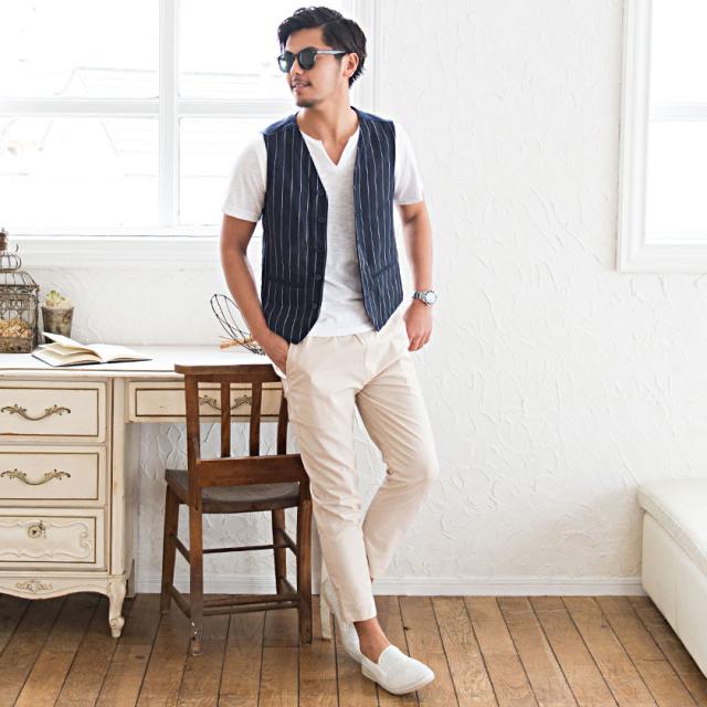 還元祭クーポン利用可 ジレ ベスト メンズ Cavaria キャバリア 綿麻ストライプ柄ボタンベスト 即日発送 トップス インナー コットン の通販はau Pay マーケット Silver Bullet シルバーバレット