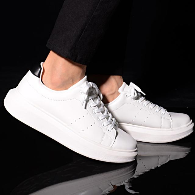 スニーカー メンズ 靴 シューズ ローカット 厚底 ボリュームソール インソール レースアップ Puレザー フェイクレザー 合成皮革 ブラックの通販はau Pay マーケット Silver Bullet シルバーバレット