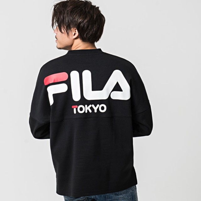 Tシャツ メンズ 長袖 FILA フィラ 切替プリントロンTEE 即日発送