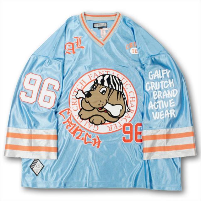 GALFY ガルフィー Tシャツ メンズ レディース 長袖 七分袖 7分袖 ブランド おしゃれ 大きいサイズ トップス カットソー Vネック ホッケーシャツ ジャージ 犬 アップリケ 刺繍 ロゴ オーバーサイズ ゆったり ユニセックス 男女兼用 ペア 黒 服 春 20代 30代 40代 [151007]_7