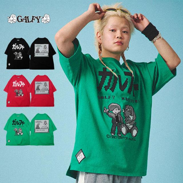 Tシャツ 半袖 メンズ ブランド GALFY ガルフィー ガルフィ レディース ユニセックス 刺繍 ロゴ いぬ 犬 キャラクター ゲーム風 大きいサイズ ゆったり L XL LL ブラック レッド グリーン 20代 30代 40代 ユニセックス 男性 男 服 春 夏 夏服 春夏 ファッション [152016]