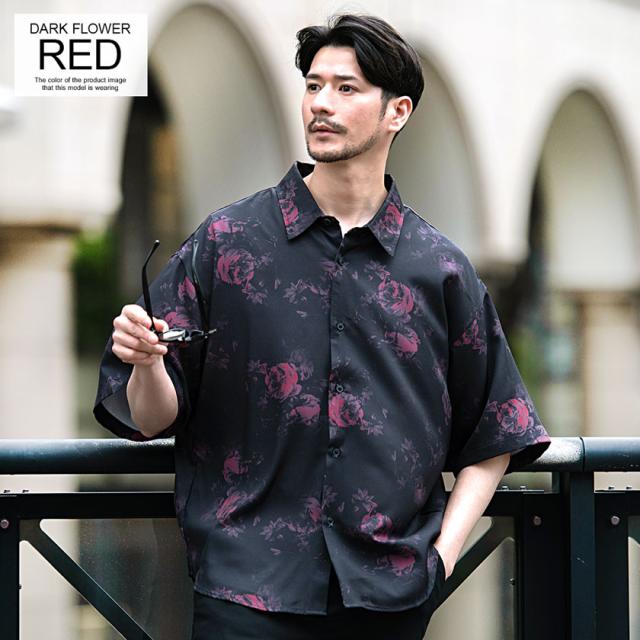 シャツ メンズ おしゃれ 総柄シャツ ジョーゼット プリント 大きい