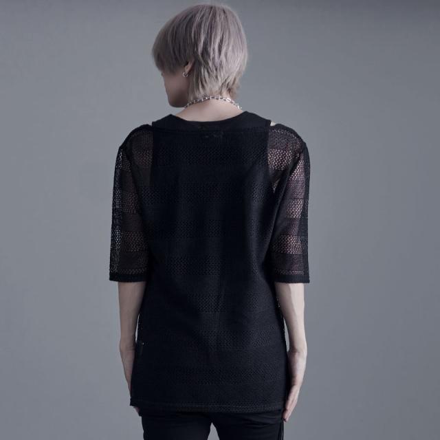 ニット Tシャツ 半袖 半袖ニット 無地 シンプル ボーダー シースルー