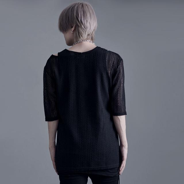 ニット Tシャツ 半袖 半袖ニット 無地 シンプル シースルーニット