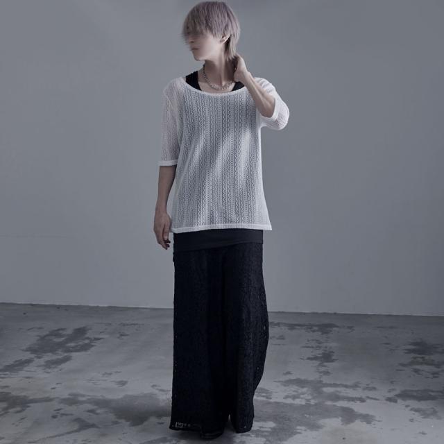 ニット Tシャツ 半袖 半袖ニット 無地 シンプル シースルーニット