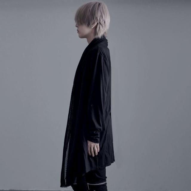 カーディガン メンズ ブランド おしゃれ 長袖 半袖 ロング丈 ショール ガウン ドレープ レース シースルー シアー フェイクレイヤード 重ね着風 羽織り 大きいサイズ 細身 ブラック ホワイト 黒 白 M L XL 春 夏 秋 冬 Bernings Sho バーニングショー 即日発送 [3286-52] カーディガン メンズ ブランド おしゃれ 長袖 半袖 ロング丈 ショール