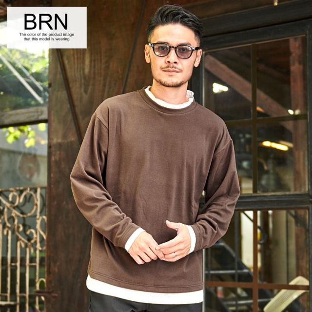 PEOPLESTYLE フェイクレイヤードＴシャツ 長袖 ロゴ ロンＴ 通気 n-22sstop-001-01.jpg