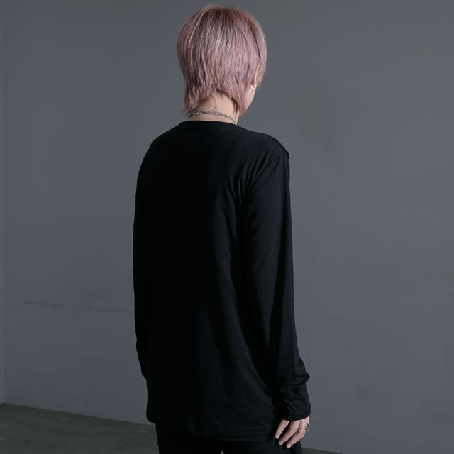 ロンT メンズ 長袖Tシャツ おしゃれ フェイクレイヤード ドレープ