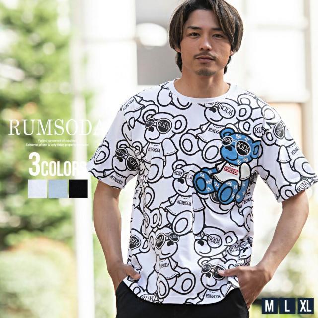 Tシャツ メンズ ブランド 半袖 おしゃれ 半袖Tシャツ クルーネック プリント アップリケ 総柄 トップス カットソー 熊 クマ 熊 ホワイト サックス ブラック 黒 白 M L XL 白T 白Tシャツ ユニセックス 男性 男 服 春 ファッション 郵 即日発送 [3756-52]の通販は 7,590円