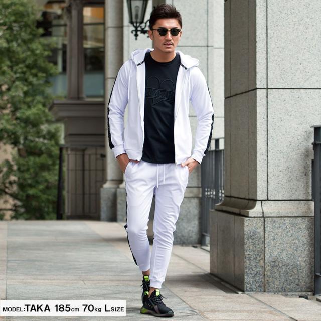 セール SALE パーカー メンズ 長袖 トップス 羽織り フード ジップアップ 箔 ロゴ エンボス ライン プリント セットアップ可 ホワイト ブラック グレー 白 黒 M L XL BITTER系 ビター系 LUXE/R ラグジュ 春 即日発送 [44876] セール SALE パーカー メンズ 長袖 トップス 羽織り フード ジップ