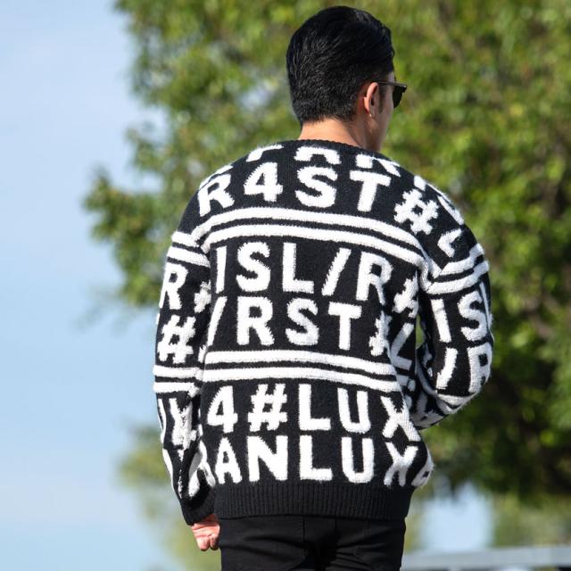 ニット メンズ セーター おしゃれ 大人 大きいサイズ ジャガード ロゴ