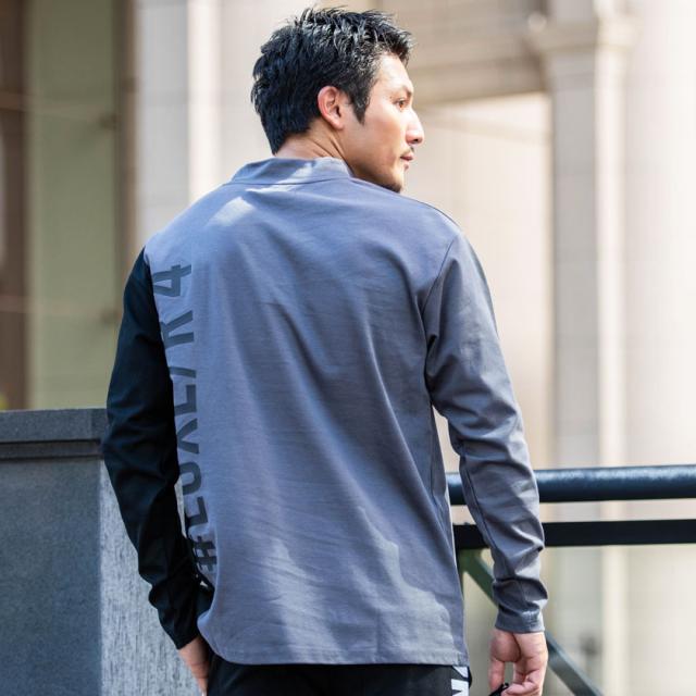 ロンT メンズ 長袖Tシャツ Tシャツ 長袖 モックネック ゴルフ