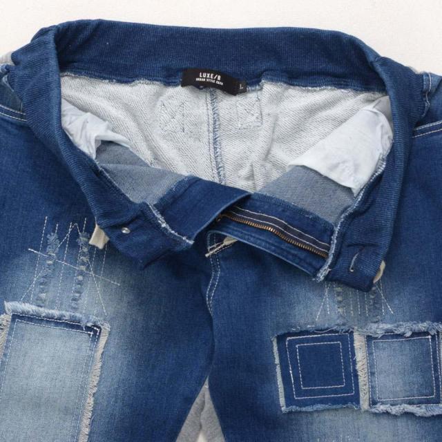 デニムパンツ メンズ ジョガーパンツ リブパンツ スウェットパンツ スエットパンツ デニム パンツ JOGデニム シンプル 伸縮性 ストレッチ ロゴ ネイビー ブラック M L XL LUXE R ラグジュ ユニセックス 男性 男 服 春 夏 秋 冬 ファッション 即日発送 [45734]_13