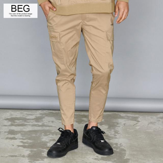 カーゴパンツ メンズ ブランド おしゃれ ゴルフパンツ ストレッチ 伸縮 伸びる 撥水加工 ロゴ ベージュ カーキ チャコール ブラック 黒 M L XL LL 秋 冬 秋冬 細身 タイト スリム カジュアル スポーツ スポーティ LUXE R ラグジュ ゴルフ ゴルフウェア [45854]_2