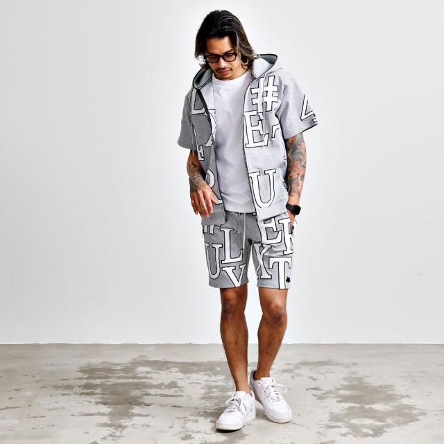 #LUXE/R ワークアウトスタイル 半袖 ジップパーカー 短パン 上下セット LUXE/R ワークアウトスタイル 半袖 ジップパーカー 短パン 上下