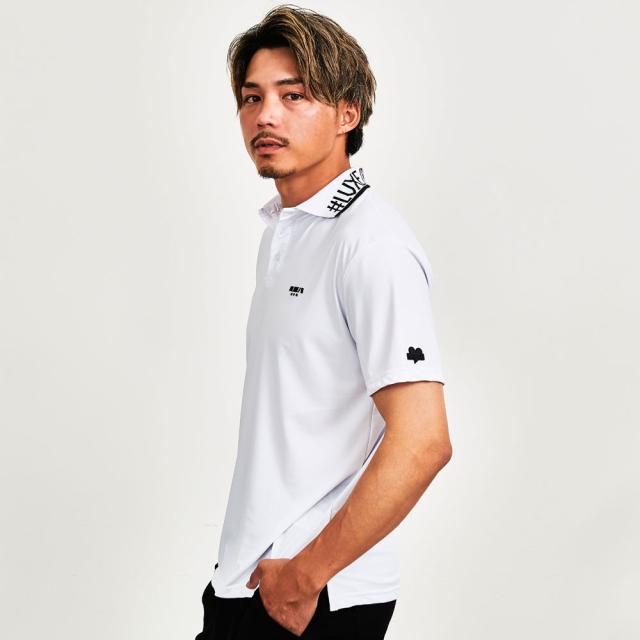 ポロシャツ メンズ 半袖 ブランド 半袖ポロシャツ ゴルフ ゴルフウェア POLO ジャガード スキッパーポロ ロゴ 立ち襟 ホワイト ブラック 白 黒 トップス カットソー LUXE R ラグジュ 20代 30代 40代 ユニセックス 男性 男 服 春 春服 夏 夏服 春夏 ファッション [45992]_4