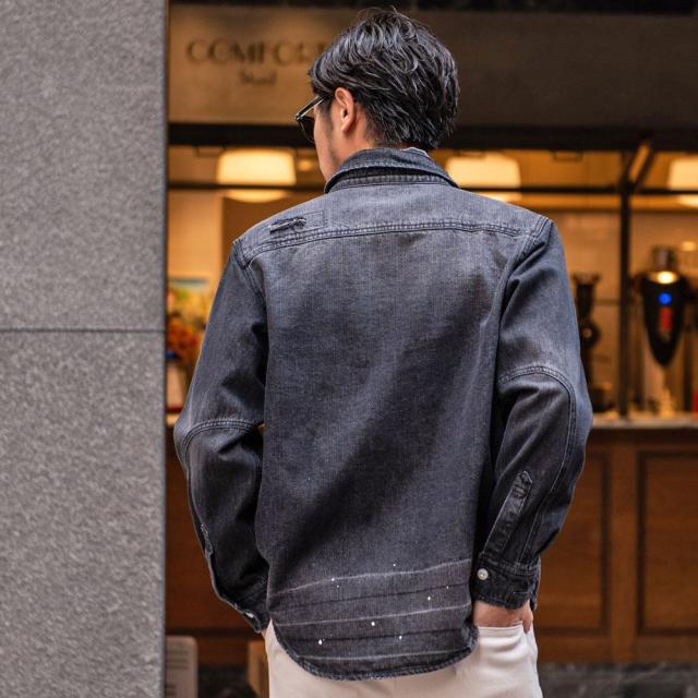 シャツ メンズ ブランド おしゃれ 長袖 長袖シャツ デニムシャツ 大人 ウォッシュ加工 ダメージ加工 ダメージ ヴィンテージ ビンテージ 古着 カジュアルシャツ アメカジ ブラック ブルー M L XL LL 20代 30代 40代 男 男性 夏 春 春服 ファッション [651-00]_5