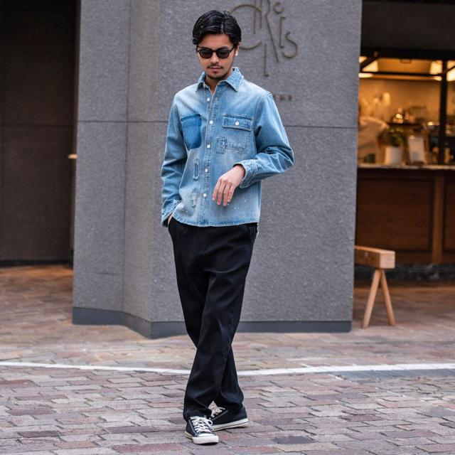 シャツ メンズ ブランド おしゃれ 長袖 長袖シャツ デニムシャツ 大人 ウォッシュ加工 ダメージ加工 ダメージ ヴィンテージ ビンテージ 古着 カジュアルシャツ アメカジ ブラック ブルー M L XL LL 20代 30代 40代 男 男性 夏 春 春服 ファッション [651-00]_7