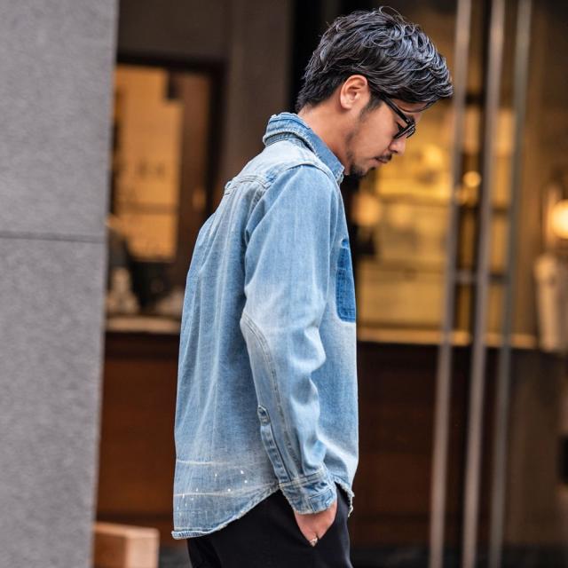 シャツ メンズ ブランド おしゃれ 長袖 長袖シャツ デニムシャツ 大人 ウォッシュ加工 ダメージ加工 ダメージ ヴィンテージ ビンテージ 古着 カジュアルシャツ アメカジ ブラック ブルー M L XL LL 20代 30代 40代 男 男性 夏 春 春服 ファッション [651-00]_9