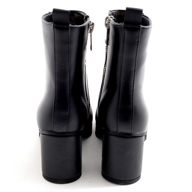 LOVE HUNTER ラブハンター ブーツ メンズ 厚底ブーツ 靴 シューズ ヒールブーツ 円柱ヒール サイドジップ 切り替え 合成皮革 合皮 PUレザー 25cm 25.5cm 26cm 26.5cm 27cm 27.5cm ブラック 黒 ヴィジュアル系 ビジュアル系 V系 モード系 きれいめ 即日発送 [6837]