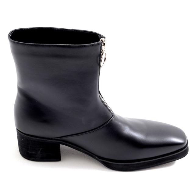LOVE HUNTER ラブハンター ハイヒール メンズ靴 靴 ショートブーツ ミドルブーツ メンズ フロントジップブーツ 合皮 PUレザー ブラック 黒 25cm 25.5cm 26cm 26.5cm 27cm 27.5cm ヴィジュアル系 ビジュアル系 モード系 きれいめ ファッション 即日発送 [6838]