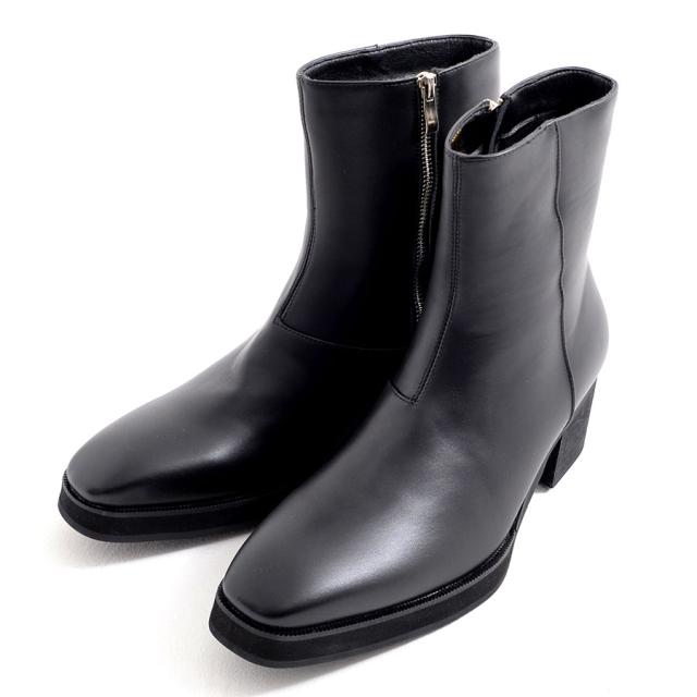 ショートブーツ ミドルブーツ メンズ 靴 サイドジップ 厚底 ヒールブーツ 合成皮革 PUレザー シンプル ブラック 黒 ヴィジュアル系 ビジュアル系 V系 visualkei 25cm 25.5cm 26cm 26.5cm 27cm 27.5cm LOVE HUNTER ファッション メンズ靴 即日発送 [6839]