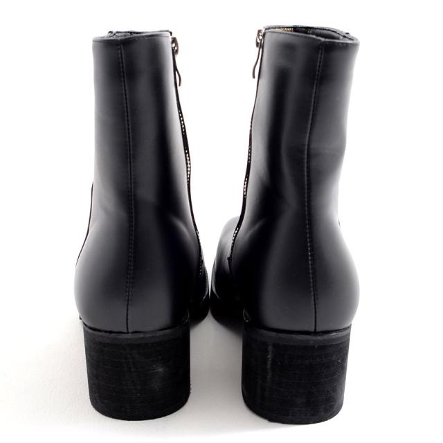 ショートブーツ ミドルブーツ メンズ 靴 サイドジップ 厚底 ヒールブーツ 合成皮革 PUレザー シンプル ブラック 黒 ヴィジュアル系 ビジュアル系 V系 visualkei 25cm 25.5cm 26cm 26.5cm 27cm 27.5cm LOVE HUNTER ファッション メンズ靴 即日発送 [6839]
