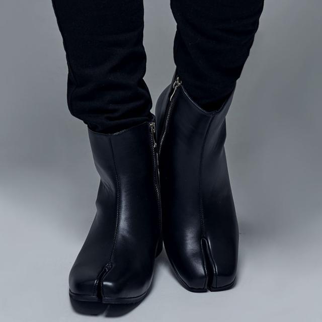 ショートブーツ ミドルブーツ メンズ 厚底 ヒールブーツ サイドジッパー サイドジップ シンプル 無地 合成皮革 PUレザーブラック 黒 ヴィジュアル系 ビジュアル系 V系 visualkei 25cm 25.5cm 26cm 26.5cm 27cm 27.5cm ファッション メンズ靴 靴 即日発送 [6840]