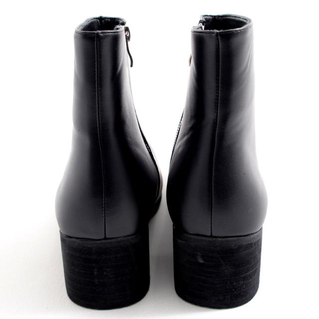 ショートブーツ ミドルブーツ メンズ 厚底 ヒールブーツ サイドジッパー サイドジップ シンプル 無地 合成皮革 PUレザーブラック 黒 ヴィジュアル系 ビジュアル系 V系 visualkei 25cm 25.5cm 26cm 26.5cm 27cm 27.5cm ファッション メンズ靴 靴 即日発送 [6840]