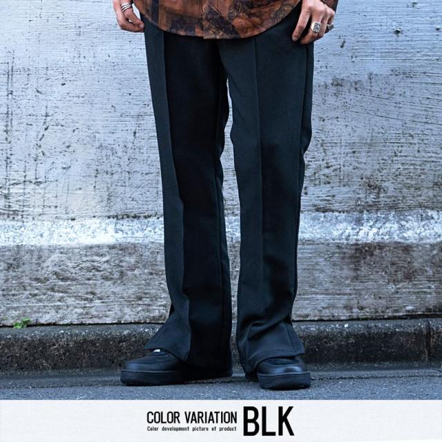 ブラック フレアパンツ スラックス SEU スラックス パンツ 「販売枚数3千枚突破」「神パンツ」「高