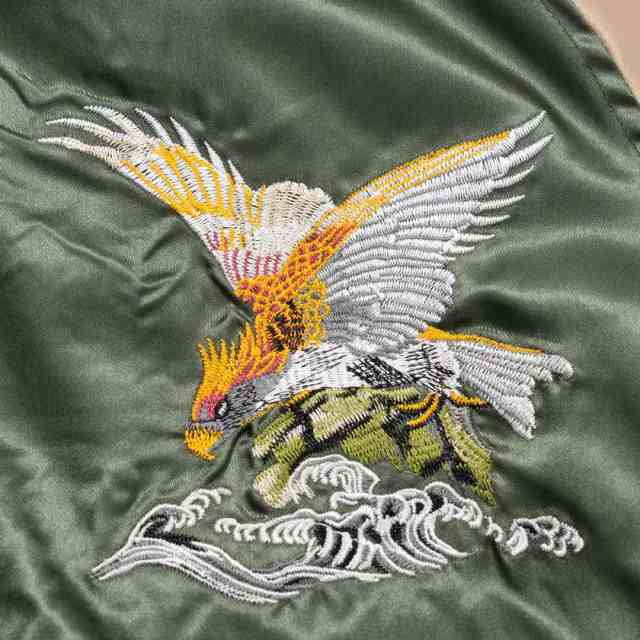 スカジャン 刺繍 AIR FORCE Lサイズ 鷲 鷹 シルバー×黒 - アウター