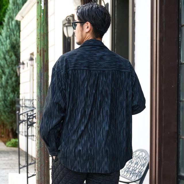 シャツ メンズ 長袖 コーデュロイシャツ ポリコーデュロイ 長袖シャツ シャツジャケ ポリエステル カジュアルシャツ おしゃれ ブラック グレージュ 黒 CavariA 大人 20代 30代 40代 50代 ちょいワル ユニセックス 男性 男 服 秋 冬 秋冬 ファッション [CACP25-02]_6