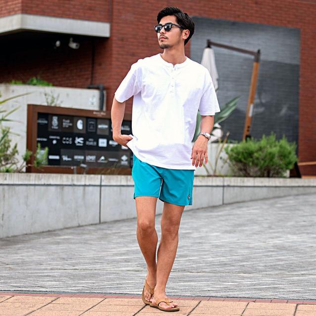 水陸両用 海水パンツ 水着 ショートパンツ ハーフパンツ 青 白 無地 : Hurley(ハーレー) メンズ 水着 水陸両用 OAO SOLID