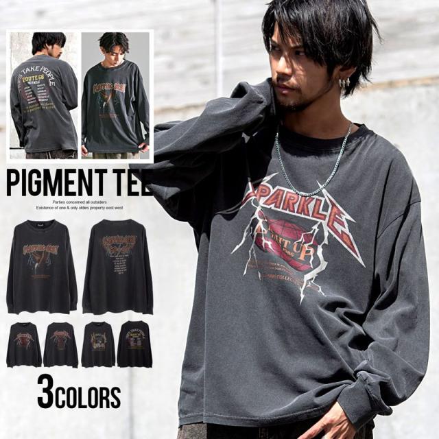 ロンT メンズ Tシャツ 長袖 長袖Tシャツ プリント クルーネック