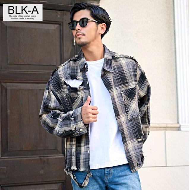 シャツ メンズ ブランド 長袖シャツ 長袖 シャツ グランジ加工