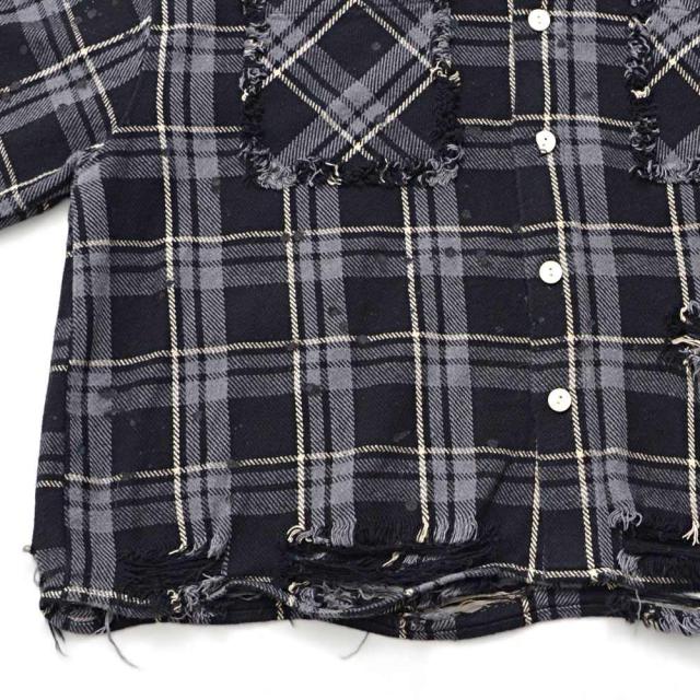 シャツ メンズ ブランド 長袖シャツ 長袖 シャツ グランジ加工