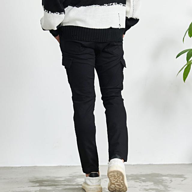 カーゴパンツ メンズ ストレッチ パンツ スリム 細身 美脚 カーゴ