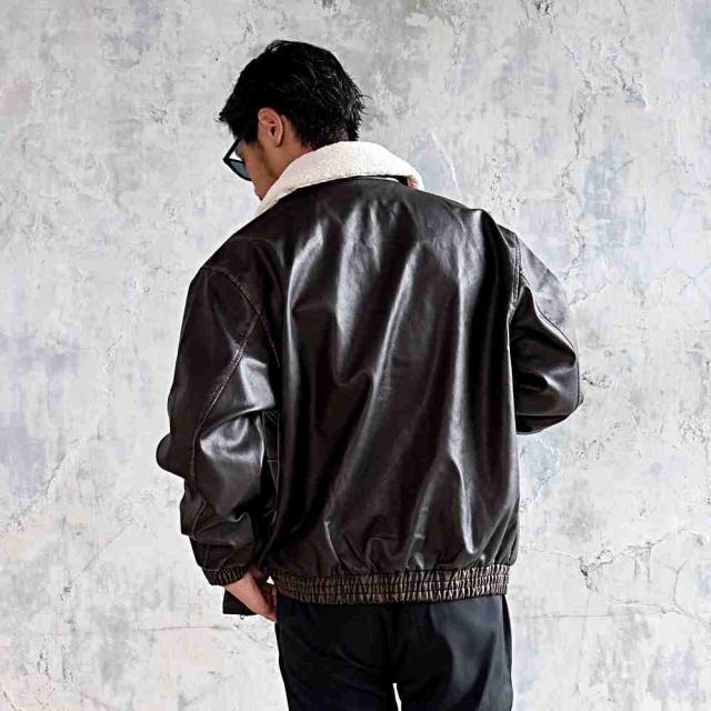 レザージャケット メンズ アウター ブランド レザーブルゾン PUレザー G-1 G1 ウォッシャブル ボアブルゾン 防寒着 暖かい ジャンバー ジャンパー シンプル 無地 CavariA 大人 20代 30代 40代 50代 ちょいワル ユニセックス 男性 男 服 秋 冬 秋冬 ファッション [CAGT25-04] レザージャケット メンズ アウター ブランド レザーブルゾン PUレザー