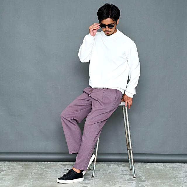ワイドパンツ メンズ おしゃれ テーパードパンツ イージーパンツ スラックス アンクル丈 ズボン カジュアル ストレッチ 伸縮 ブラック グレージュ ベージュ カーキ 黒 白 M L XL CavariA ブランド 秋 冬 秋冬 20代 30代 40代 男性 男 服 ファッション [CAHP24-19]_10