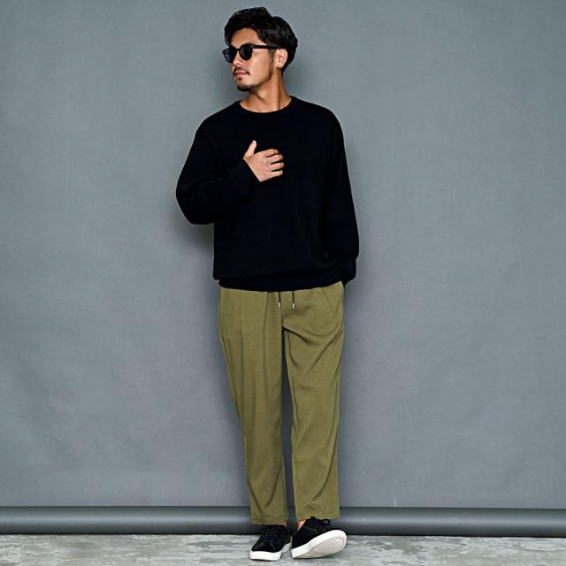 ワイドパンツ メンズ おしゃれ テーパードパンツ イージーパンツ スラックス アンクル丈 ズボン カジュアル ストレッチ 伸縮 ブラック グレージュ ベージュ カーキ 黒 白 M L XL CavariA ブランド 秋 冬 秋冬 20代 30代 40代 男性 男 服 ファッション [CAHP24-19]_12