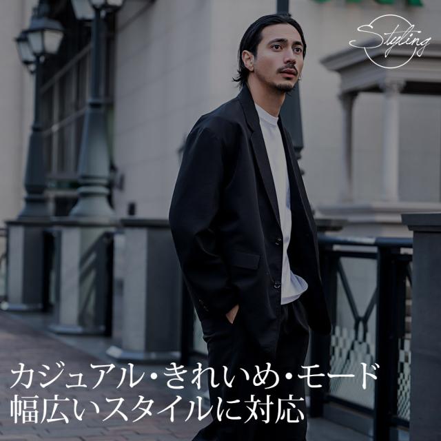 テーラードジャケット メンズ おしゃれ ゆったり 大きいサイズ メッシュ仕様 ブラック ネイビー ベージュ 黒 無地 シンプル ビジネス 大人 参観日 2つボタン センターベント きれいめ CavariA 20代 30代 40代 ユニセックス 男性 男 服 春 春服 ファッション [CAHP25-10]_3