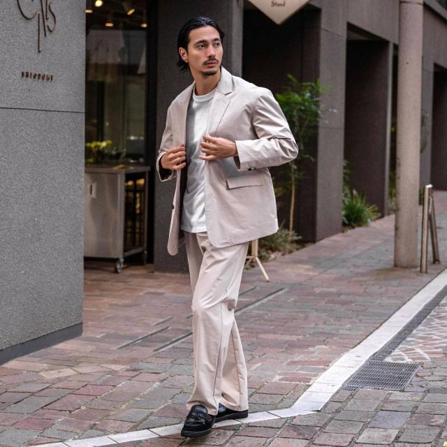 テーラードジャケット メンズ おしゃれ ゆったり 大きいサイズ メッシュ仕様 ブラック ネイビー ベージュ 黒 無地 シンプル ビジネス 大人 参観日 2つボタン センターベント きれいめ CavariA 20代 30代 40代 ユニセックス 男性 男 服 春 春服 ファッション [CAHP25-10]_16